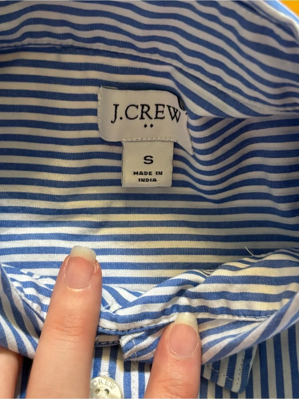 J. Crew Blue White Stripes Button Up Long Sleeve Shirt Womens Size Small Beach